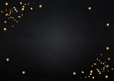 Nieuwjaarskaart zwart goudlook confetti 2026 Achterkant