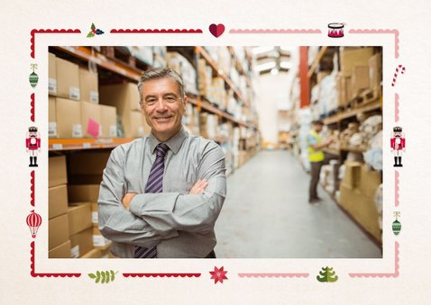 Nostalgische zakelijke kerstkaart met kerstornamenten 2