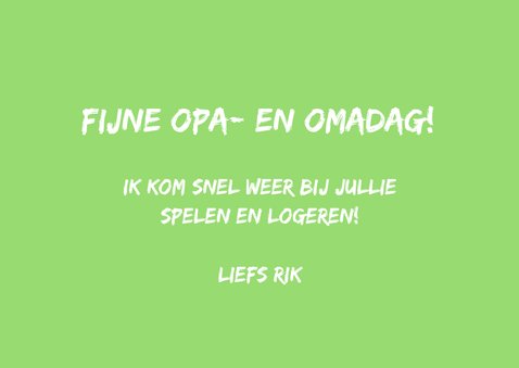 Opa- en omadagkaart met bladeren en foto 3