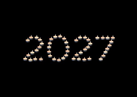 Originele nieuwjaarskaart jaartal 2027 van waxinelichtjes 2