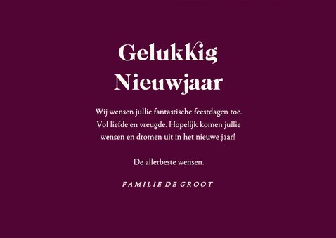 Paarse kaart met sterren en gouden cijfers gezond nieuwjaar 3