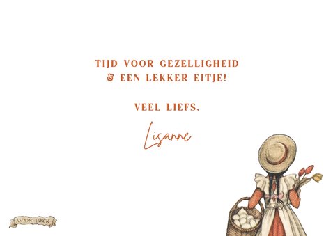 Paaskaart met nostalgisch straatbeeld en paaseieren 3