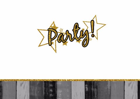 Party! zwart wit goud fotokaart 3