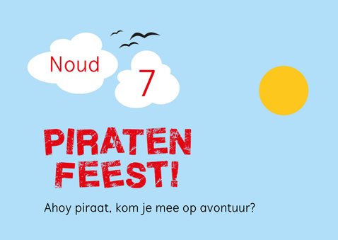 Piratenfeest uitnodiging piratenschip 2