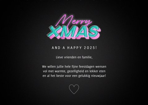 Retro kerstkaart Merry Christmas vrolijke neon typografie 3