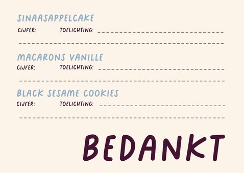 Reviewkaartje met menu-items x Patisjanne 3