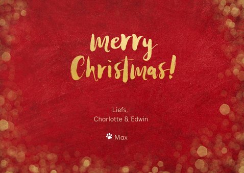Rode kerstkaart met sterren achtergrond en eigen foto 3