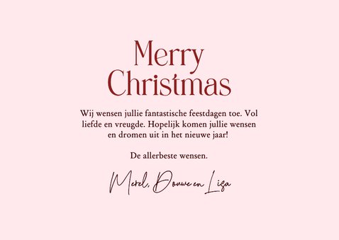 Rode kerstkaart met trendy fotogrid 3