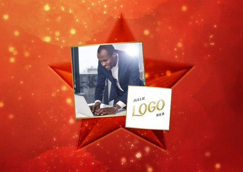 Rode zakelijke kerstkaart gouden 2027 met ster 2