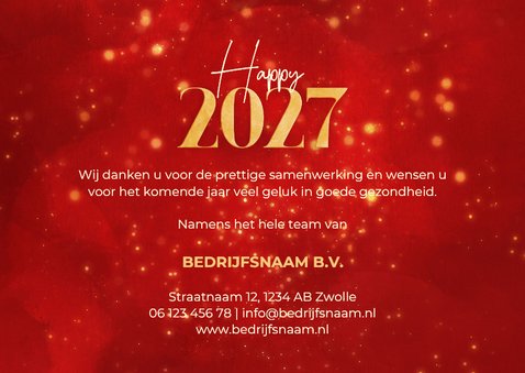 Rode zakelijke kerstkaart gouden 2027 met ster 3