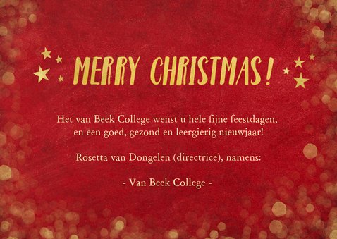Rode zakelijke kerstkaart met goud en 3 eigen foto's 3