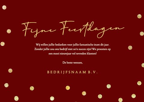 Rode zakelijke kerstkaart met grote gouden 2026 en confetti 3