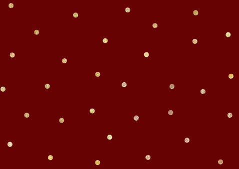 Rode zakelijke kerstkaart met grote gouden 2026 en confetti Achterkant