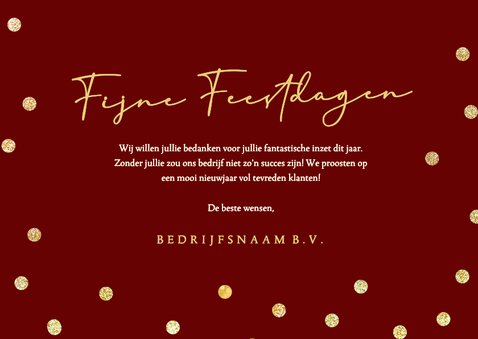 Rode zakelijke kerstkaart met grote gouden 2027 en confetti 3
