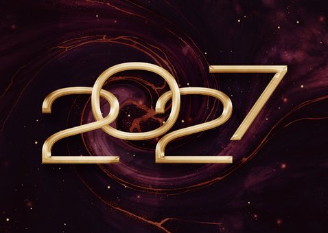 Rode zakelijke nieuwjaarskaart 2027 met marmer swirl 2