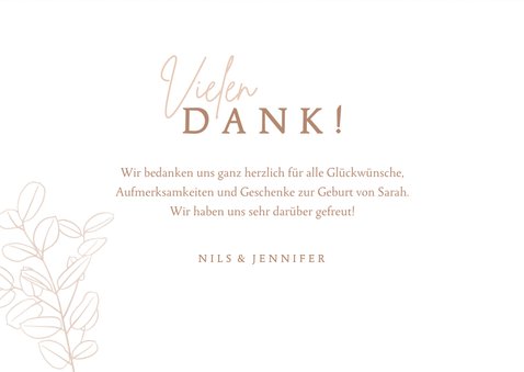 Rosa Dankeschönkarte zur Geburt mit Foto 3