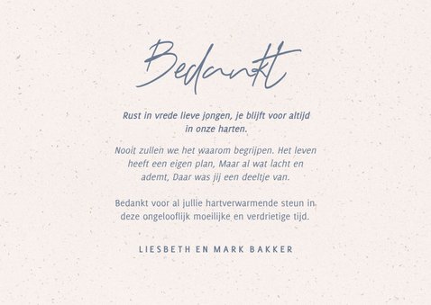 Rouwkaart bedankt met illustratie van kerkje en vredesduif 3