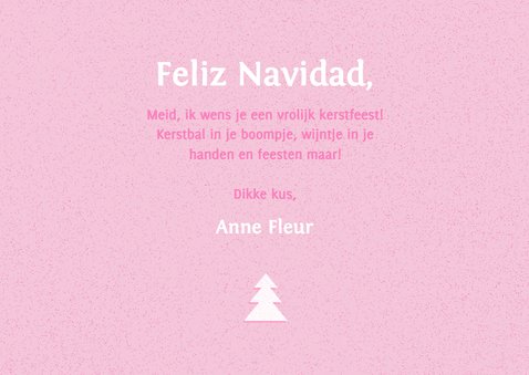 Roze kerstkaartje met humor feliz navidad babe 3
