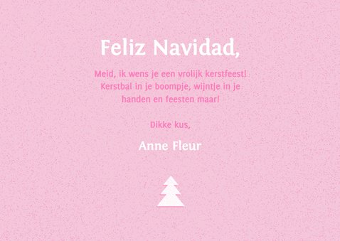 Roze kerstkaartje met humor feliz navidad babe 3