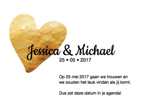 Save the date in gouden letters 3