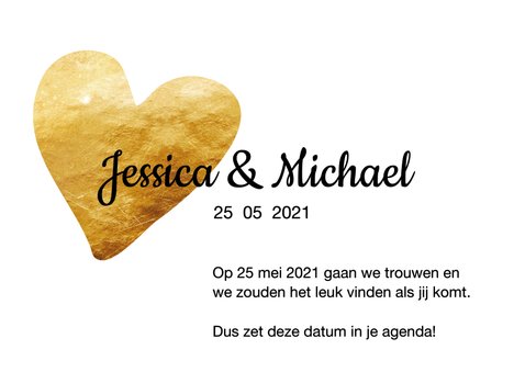 Save the date in gouden letters 3