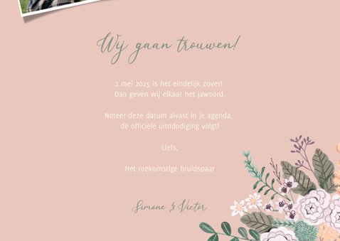 Save the Date kaart blush botanisch bloemen 3