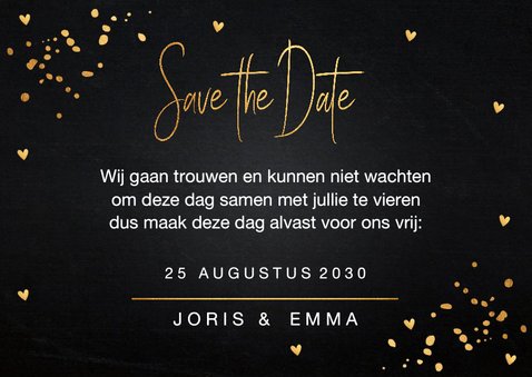 Save the Date kaart gouden confetti 3