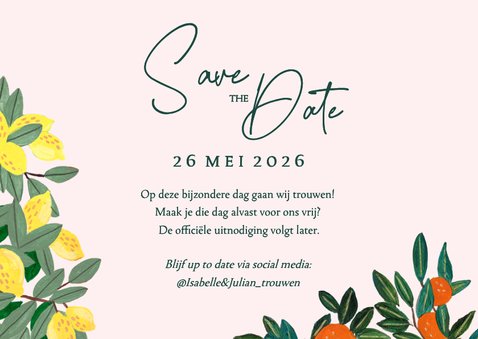 Save the Date kaart Italiaanse bruiloft zomer 3