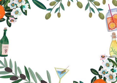 Save the Date kaart mediterraanse zomer Achterkant