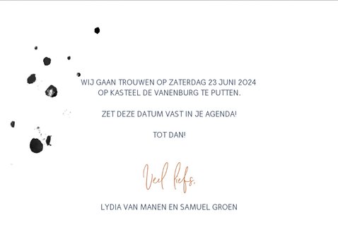 Save the date kaart met donkerblauwe waterverf 3