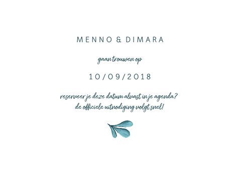 Save the date kaart met geschilderde bladeren 3