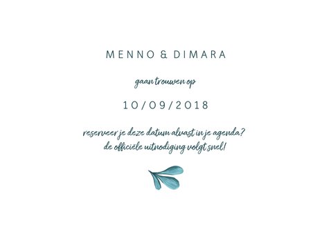 Save the date kaart met geschilderde bladeren 3