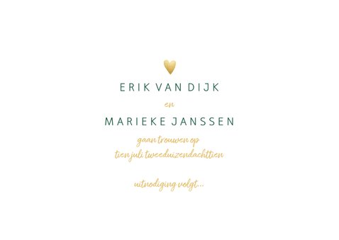 Save the date kaart met goudlook en waterverf 3