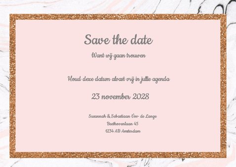 Save the date kaart met marmer 3