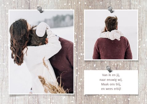 Save the date kalender hout met sneeuw, foto's en spijkers 2