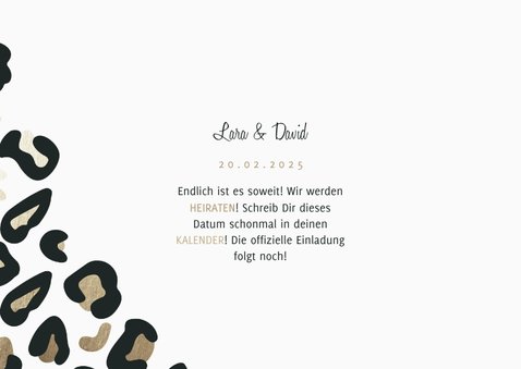 Save-the-Date-Karte Hochzeit Leopardenmuster und Foto 3