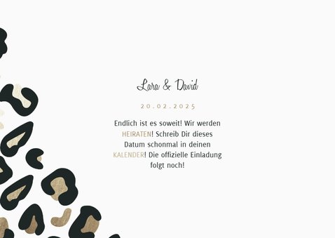 Save-the-Date-Karte Hochzeit mit Foto und Leopardenmuster 3