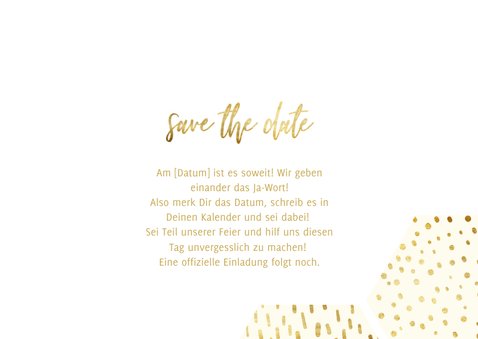 Save-the-Date-Karte Sechseck Fotos Goldlook 3