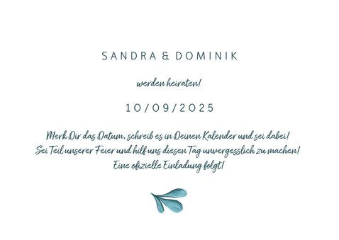 Save-the-Date-Karte zur Hochzeit mit gemalten Zweigen 3