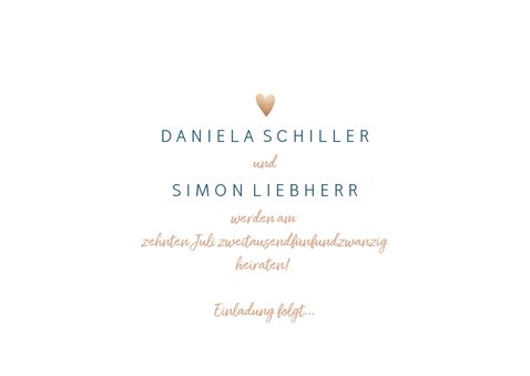 Save-the-Date-Karte zur Hochzeit 'Save our date' im Goldlook 3