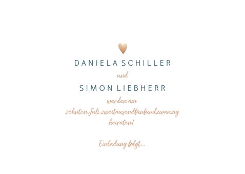 Save-the-Date-Karte zur Hochzeit 'Save our date' im Goldlook 3