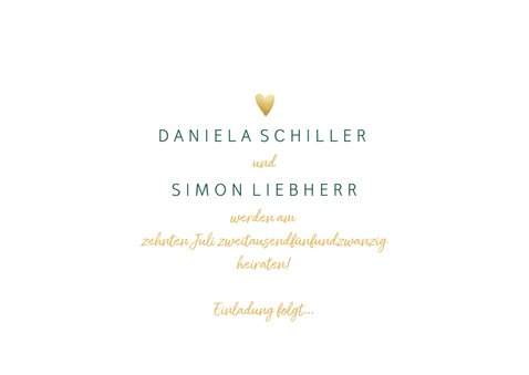 Save-the-Date-Karte zur Hochzeit 'Save the date' im Goldlook 3