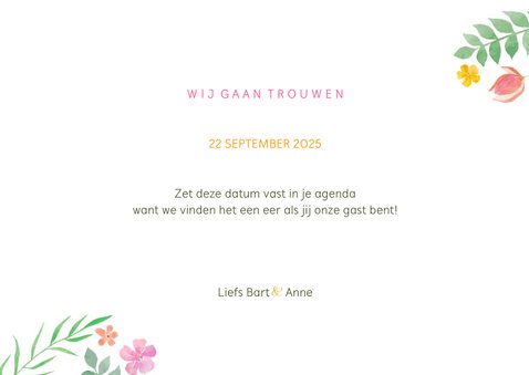 Save the date kleurrijk botanisch 3