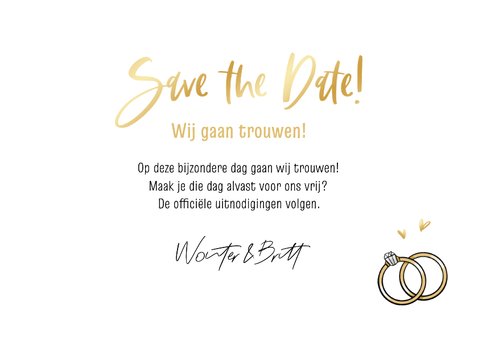 Save the date trouwkaart grappig bruidspaar cartoon 3