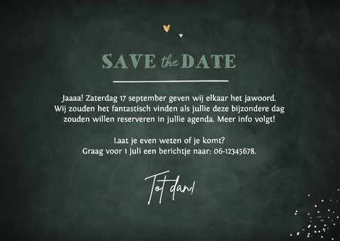 Save the date uitnodiging houten wegwijzers lampjes hartjes 3