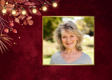 Save the date uitnodiging tuinfeest lampjes rood goud 2