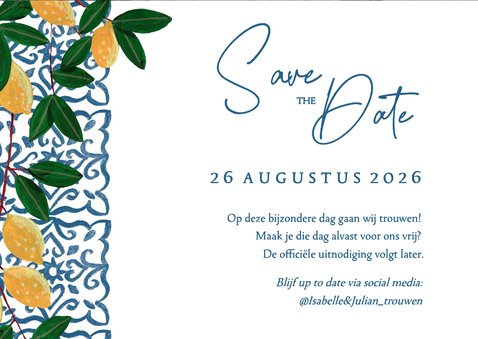 Save the Date zomer tegels en citroenen 3