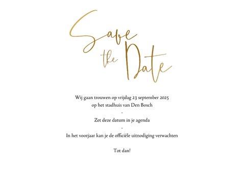 Save the datekaart met eigen foto en gouden tekst en hartje 3