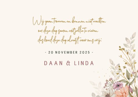 SavetheDate kaart bloemen in herfsttinten 3