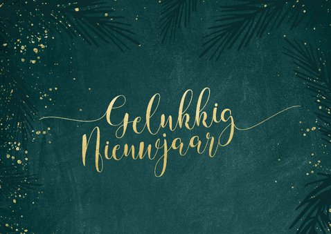 Sierlijke nieuwjaarskaart goudlook kalligrafie 2